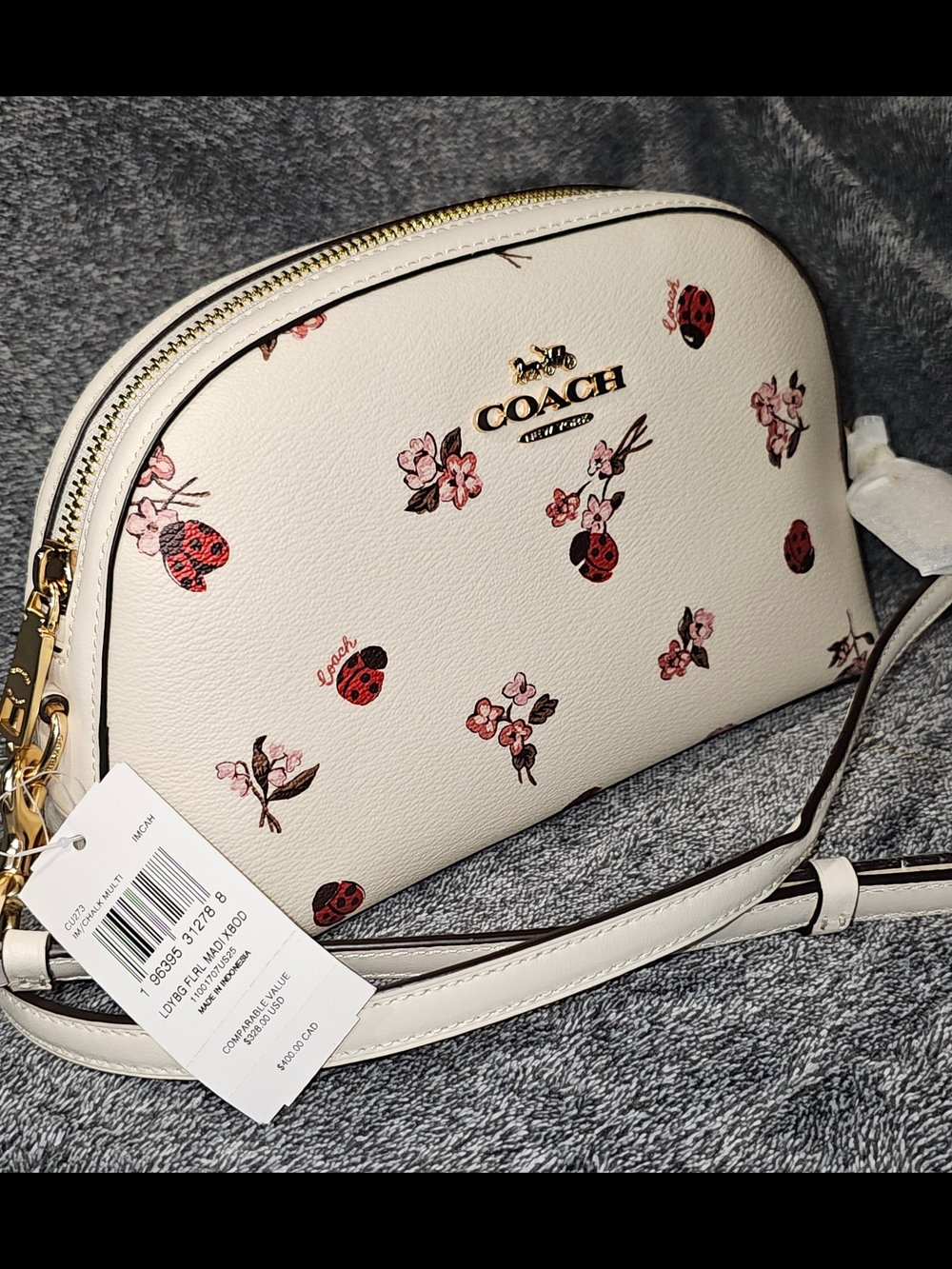 Coach White Floral & Ladybug Crossbody Bag - Picture 1 of 15